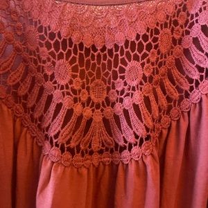 Indigo Rose boho rust dress 3X